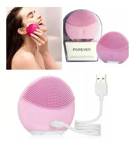 Cepillo Facial Eléctrico Forever Lina Mini 2 de Silicona Rosa Chicle