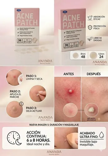 36 Parches Antiacné Invisibles Y Resistente Al Maquillaje
