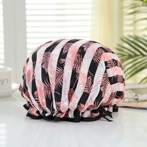 2 Gorros De Baño Multifunción Con Gorro De Ducha Suave Y Fle Pink And Black (patterned)