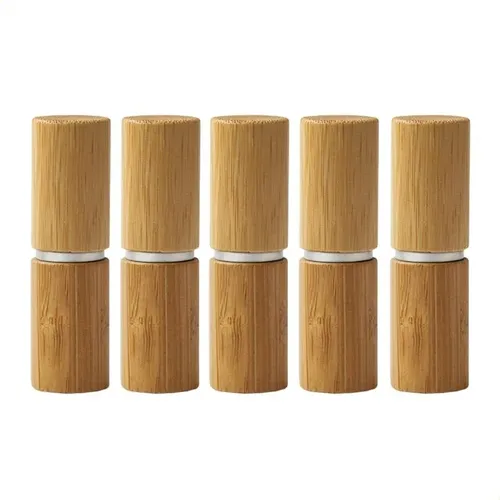 Envase De Bálsamo Labial Con Tubo De Lápiz Labial De Bambú V