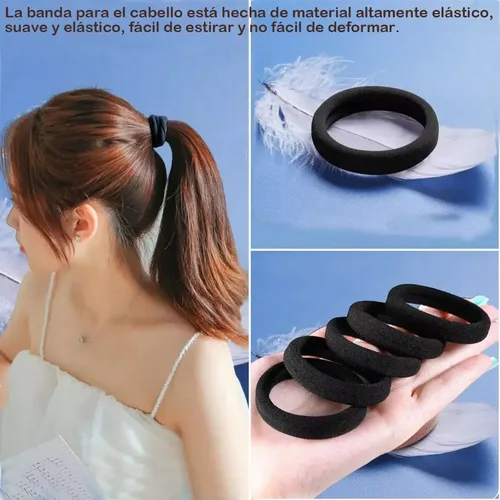 . Negro Ligas Para El Cabello 1000 Pzs , Tamaño Mediano A Negro