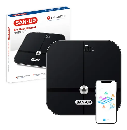 Balanza Digital Personal San Up Balanceiq-n Conexión Bluetooth + App – Color Negro