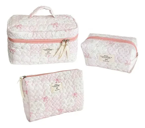 Neceser Floral Para Maquillaje De Algodón Recubierto