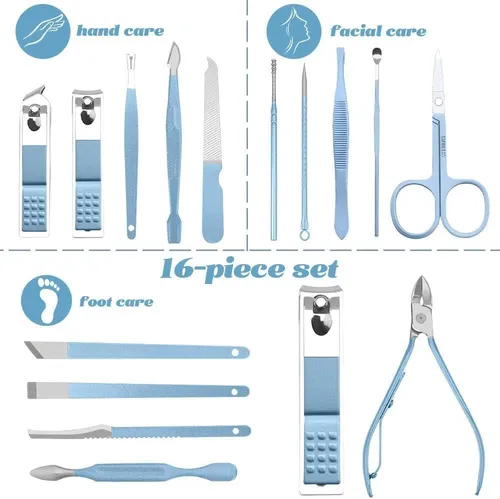 Kit De Manicura Y Pedicura 16 Piezas Con Estuche//2026