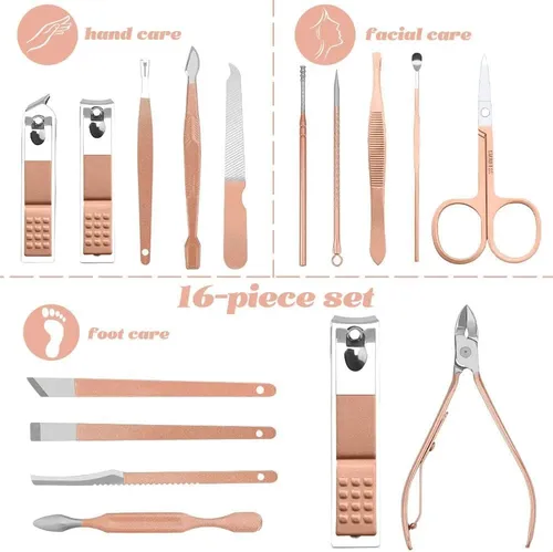 Set De Cuidado De Uñas De 16 Piezas (con Estuche Incluido)