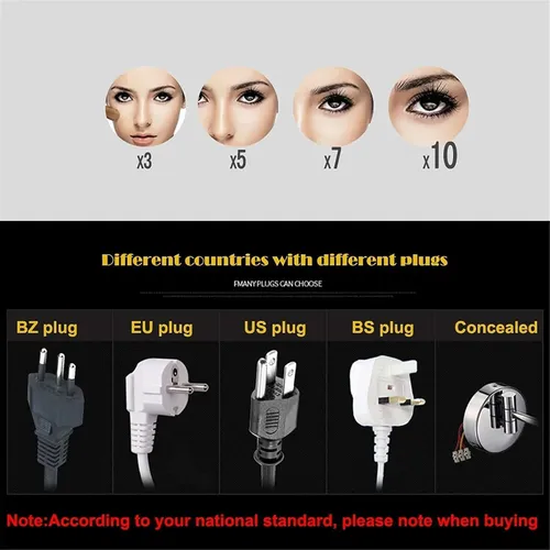 Espejo De Maquillaje Con Aumento Led De 8 Pulgadas, De