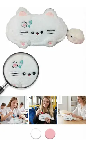 Neceser Estuche De Maquillaje De Felpa Suave Gatito Regalo