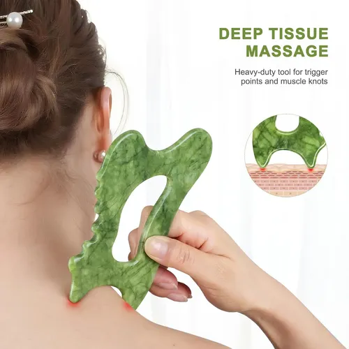 Set 6 En 1 Gua Sha Piedra Jade Para Masajes Y Drenaje