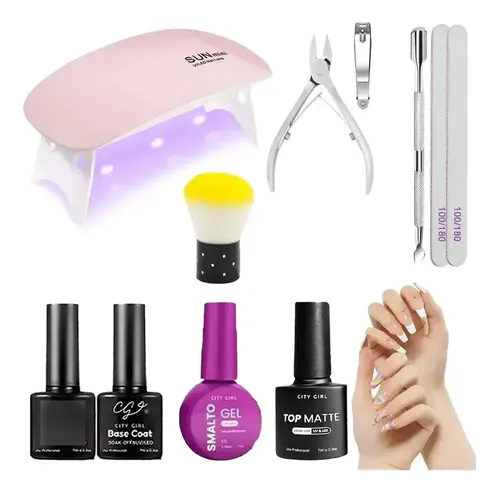 Kit Uñas Esmaltadas Esculpidas Semipermanente Productos Uv