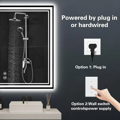 Espejo Led Baño Antivaho 3 Colores Dimmable 60×90 Cm