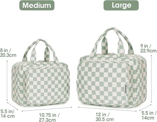 Neceser Colgante Para Mujer, Bolsa De Maquillaje De Viaje Y  Mint Green Checkerboard