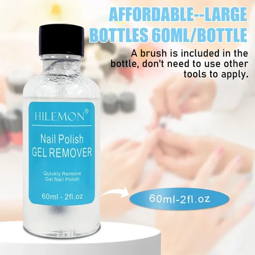 Kit Removedor Esmalte Gel Hilemon 60ml Rápido Seguro