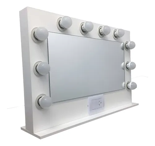 Espejo Hollywood Rectangular Blanco 70x45cm 10 Luces LED Maquillaje