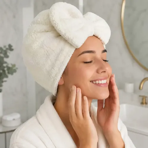 Gorro Pelo Baño Microfibra Secado Moño Blanco