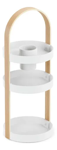 Organizador De Maquillaje Umbra Bellwood 3 Niveles Color Madera