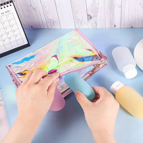 Bolsas De Maquillaje Besarme Holográficas Impermeables, 10 U