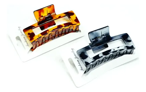 Broche Pinza Para Pelo Grande Rectangular Carey X 12 Tomas