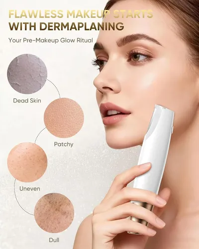 Depiladora Facial Eléctrica Blanca Con Luz Led Y 8 Cuchilla