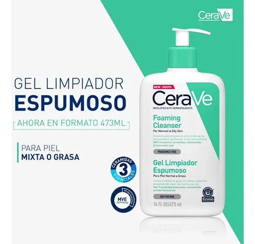 Cerave Foaming Cleanser Gel Limpiador Espumoso Piel Grasa