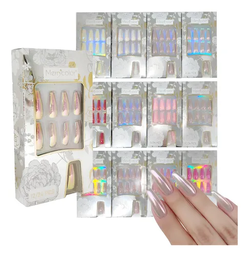 Uñas Postizas Press On Pegatinas Ballerinas Tips Colores