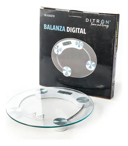 Balanza Digital Personal Ditron Scale10 Vidrio Blanco 180Kg LCD Baño