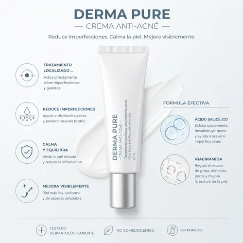 Crema Anti-acné Dermapure Ácido Salicílico Reduce Granitos