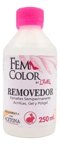 Removedor Acetona Esmalte Uv Acrilico Gel  Femcolor 250 Ml