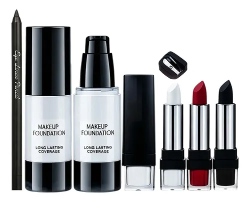 Goth Makeup Kit 6pcs Halloween White Foundation & Black