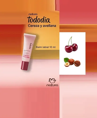 Balsamo Labial Regenerador Cereza Avellana X3 Tododia Natura
