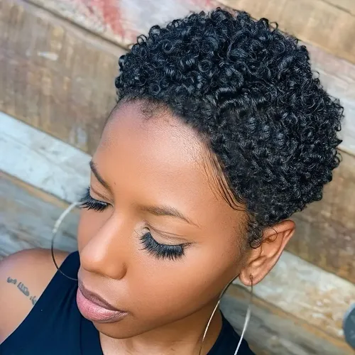 Peluca Corta Rizada Para Mujer Afro, 100% Rizada