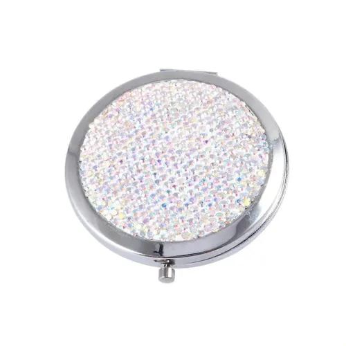 Espejo De Maquillaje Compacto Con Diamantes De Imitación, Paquete De 1 Paquete Para Mujer