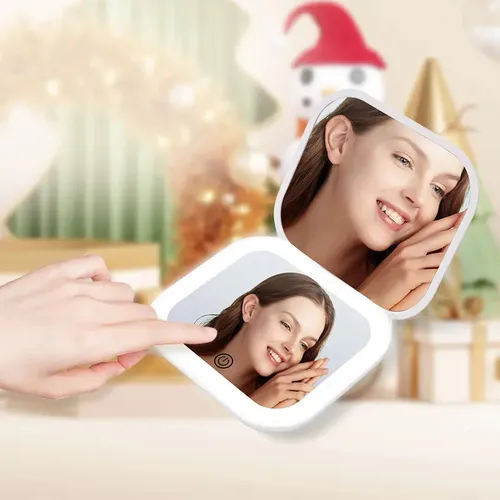 Uu Espejo De Maquillaje Plegable 2x Aumento Con Luz Led Uu