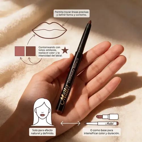 Delineador Retractil Para Labios Marrón Acabado Mate
