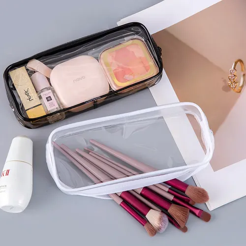2pcs Neceser Transparente Cremallera Maquillaje Viaje