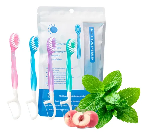 Mini Cepillo De Dientes Desechable Versátil Con Hilo Dental