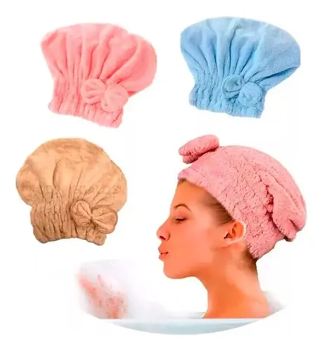 Gorro Toalla Turbante Microfibra Con Moño Para Secar Pelo