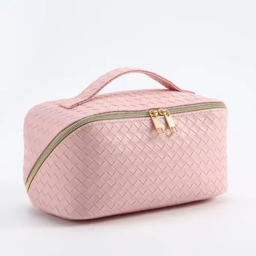 Bolsa De Almacenamiento De Cosméticos Tejida De Cuero Pu De