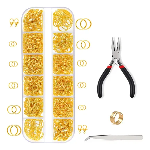 Kit De Anillos De Salto Dorados De 1200 Peniques Con Alicate