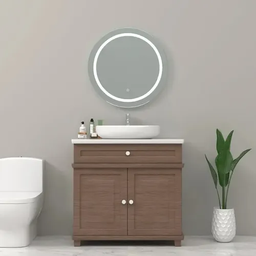 Espejo Redondo Baño 60cm Luz Led Circular Borde Pulido Gloa GL352RD Color del marco Vidrio