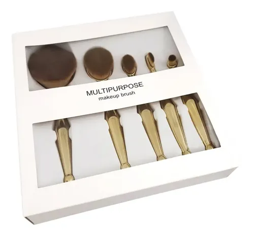 Set 6 Brochas Oval Doradas Con Caja Prof