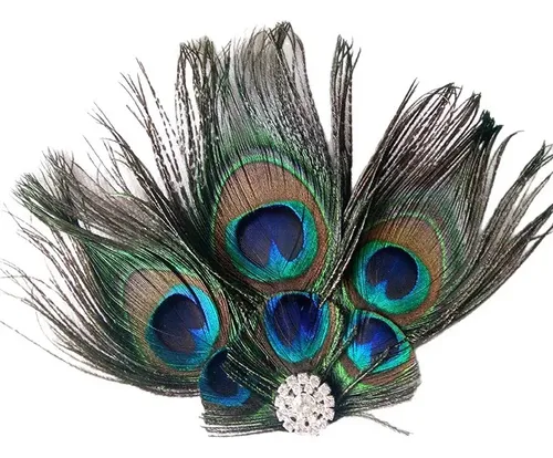 Tocado Con Forma De Pluma De Pavo Real Para Novia, Horquilla