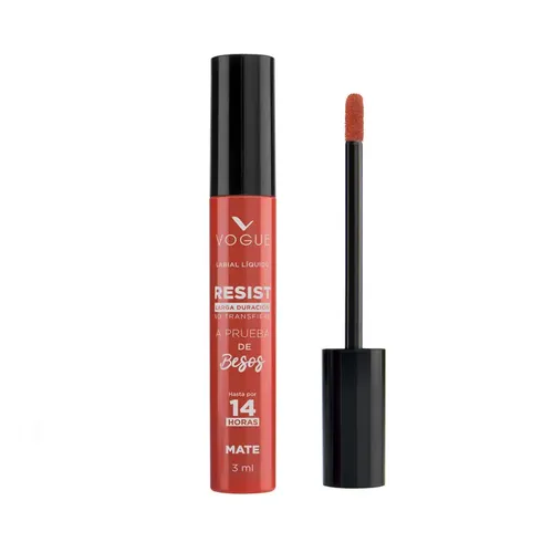 Labial Liquido Resist de Vogue con Acabado Mate Color Elegante 3.ml