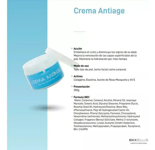 Biobellus Crema Anti Age Colageno Elastina 250 Ml