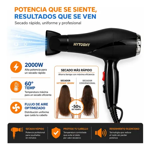 Secador De Pelo Profesional 2000w 5 En 1 Hytoshy