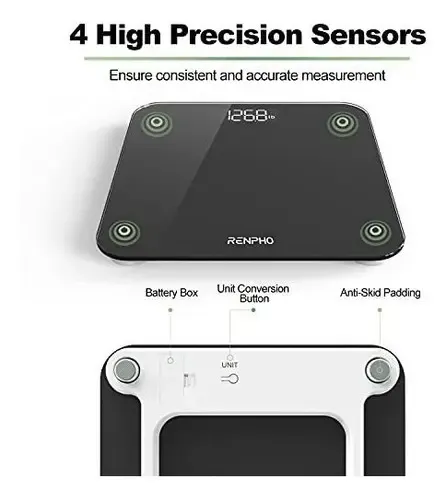 Báscula Digital Renpho Negra Con Bluetooth 180kg Pantalla App BG260R