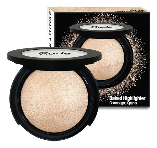 Iluminador Compacto Baked Highlighter Tono Champagne Rude Cosmetics