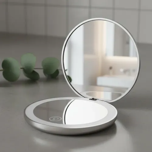 Espejo Led Plegable Portátil Para Maquillaje Cartera Doble