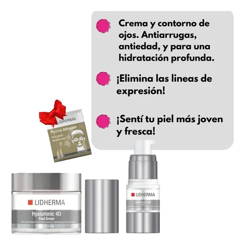 Rutina Skincare Hyaluronic 4d Facial Lidherma Crema Contorno