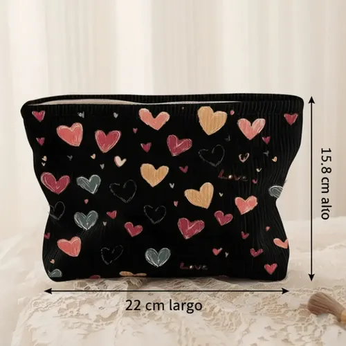 – Cosmetiquera Bolso Maquillaje Corazones Lapicera Zzl-