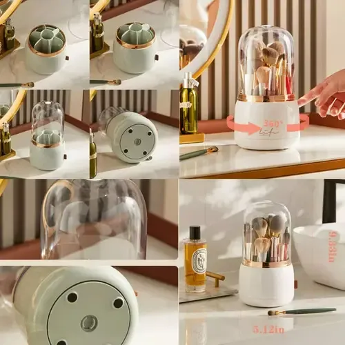 – Brocha De Maquillaje A Prueba De Polvo Con Rotación De